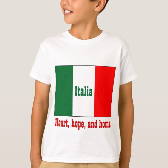 Camiseta Itália-coração, esperança e lar (Frente)