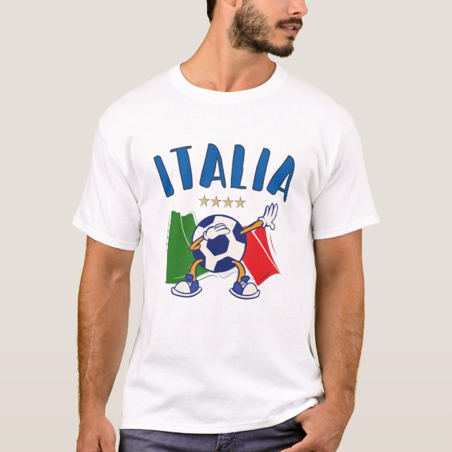 Camiseta Itália Dabbing Soccer Ball Flag 4 estrelas (Frente)