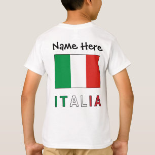 Camiseta Itália e Bandeira Italiana com o Seu Nome
