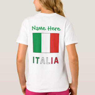 Camiseta Italia e Bandiera Italiana Personalização Verde