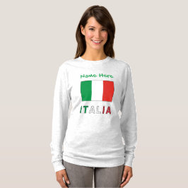 Camiseta Italia e Bandiera Italiana Personalizada Mulheres