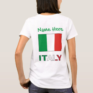 Camiseta Itália e Personalização Verde da Bandeira Italiana