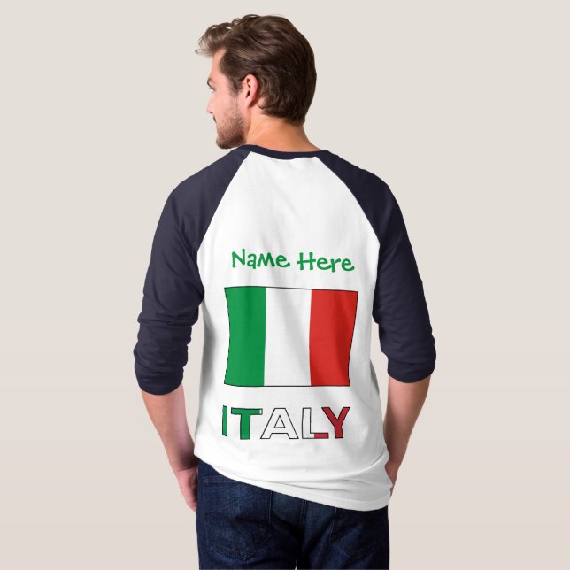 Camiseta Itália e Sinalizador italiano Personalização Verde (Parte Traseira Completa)