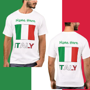 Camiseta Itália e Sinalizador italiano Personalização Verde