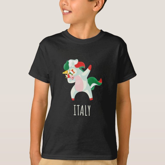 Camiseta Itália Flag Dabbing Unicorn (Frente)
