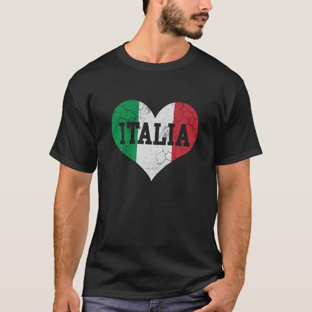 Camiseta Italia Flag Heart Itália Family Heritage Vi (Frente)