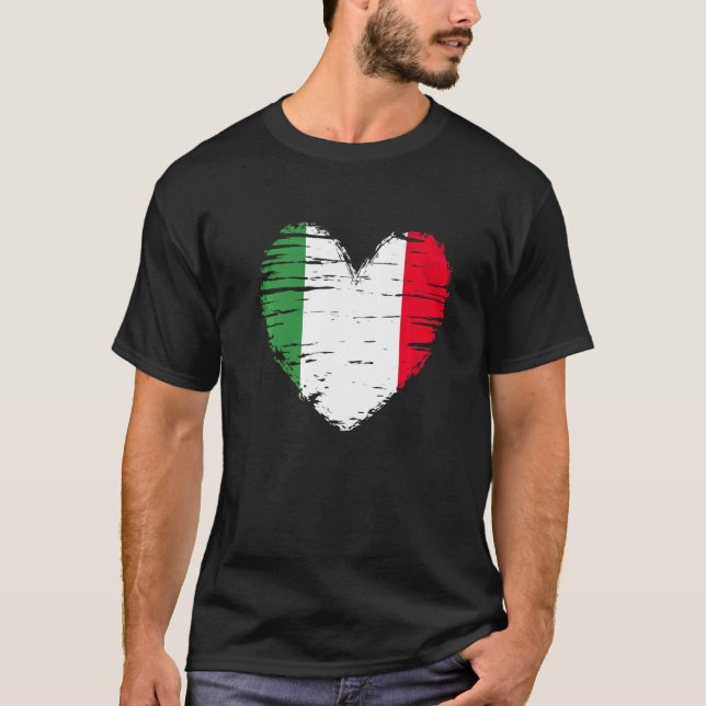Camiseta Itália Heart Italiana Flag Pride Italiano (Frente)
