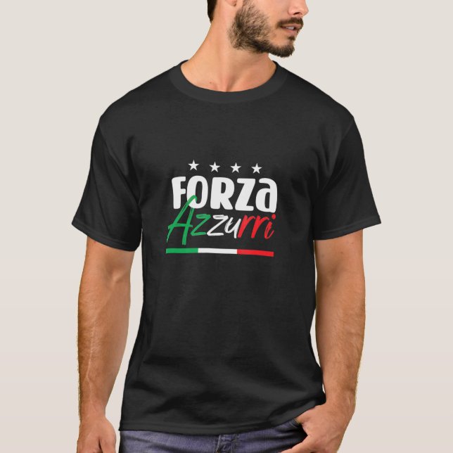 Camiseta Itália Itália - Forza Azzurri Bandeira de Futebol (Frente)