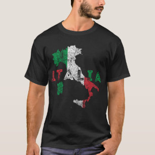 Camiseta Itália Map E Flag Souvenir Afetaram Itálico