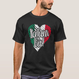 Camiseta Itália para Menina Sinalizador de Coração Italiano