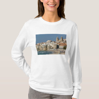 Camiseta Itália, Sicília, Cefalu, Cidade View com Duomo de