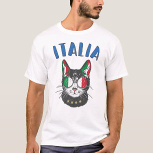 Camiseta Itália Soccer Cat Mascot Bandeira italiana