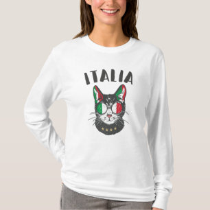 Camiseta Itália Soccer Cat Mascot Bandeira italiana