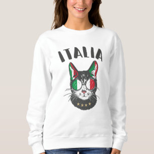 Camiseta Itália Soccer Cat Mascot Bandeira italiana