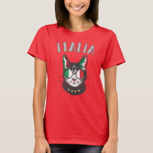 Camiseta Itália Soccer Cat Mascot Bandeira italiana