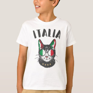 Camiseta Itália Soccer Cat Mascot Bandeira italiana