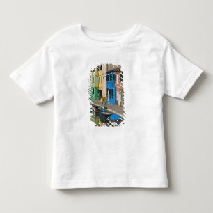 Camiseta Itália, Veneza, Burano. Casas multicoloridas ao lo