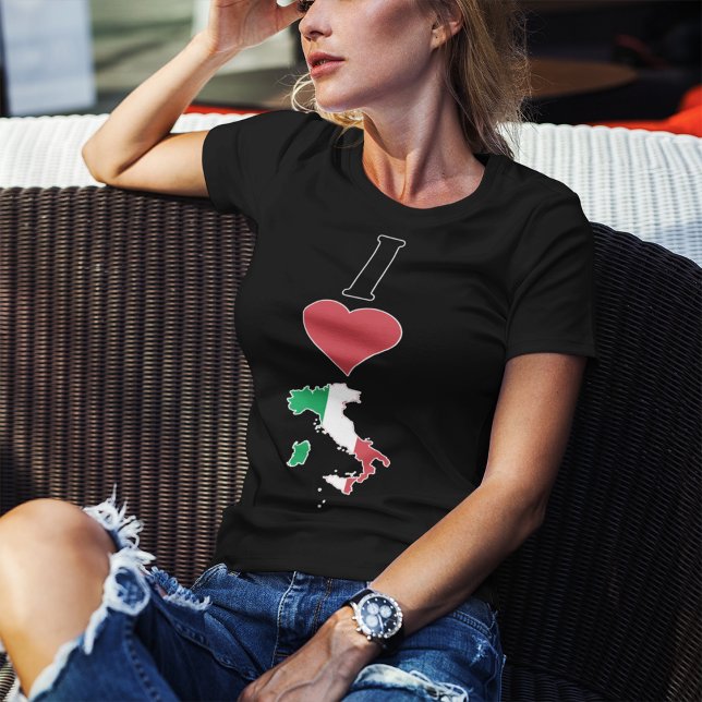 Camiseta Itália Vertical I Love Italiana Flag Map Women's (Criador carregado)