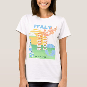 Camiseta Itália Viagem Art, Costa Amalfi, Pré-Disquete, Azu