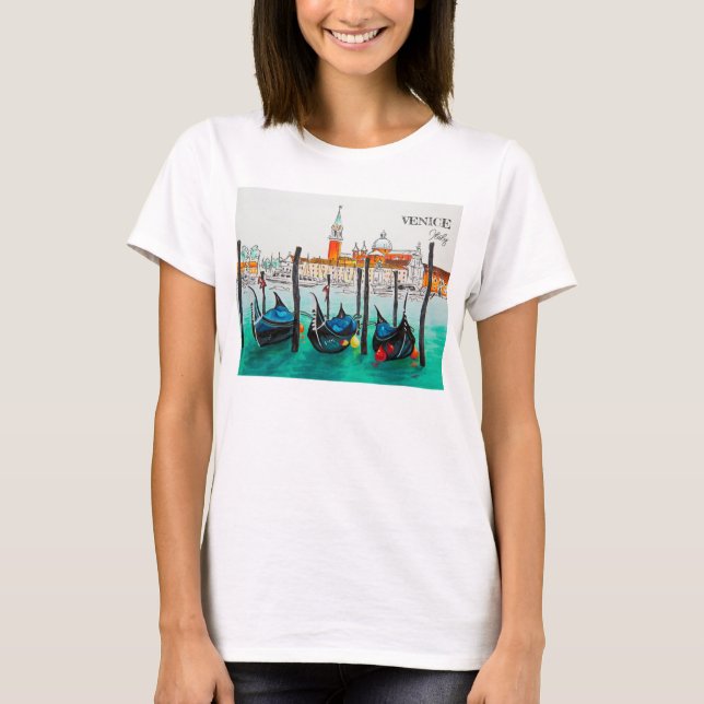 Camiseta Itália Viagem - Souvenir de aquarela VENICE (Frente)