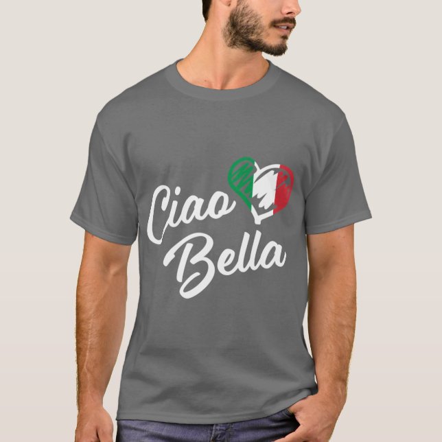 Camiseta Italian Heart Ciao Bella Script Cute Italia friend (Frente)