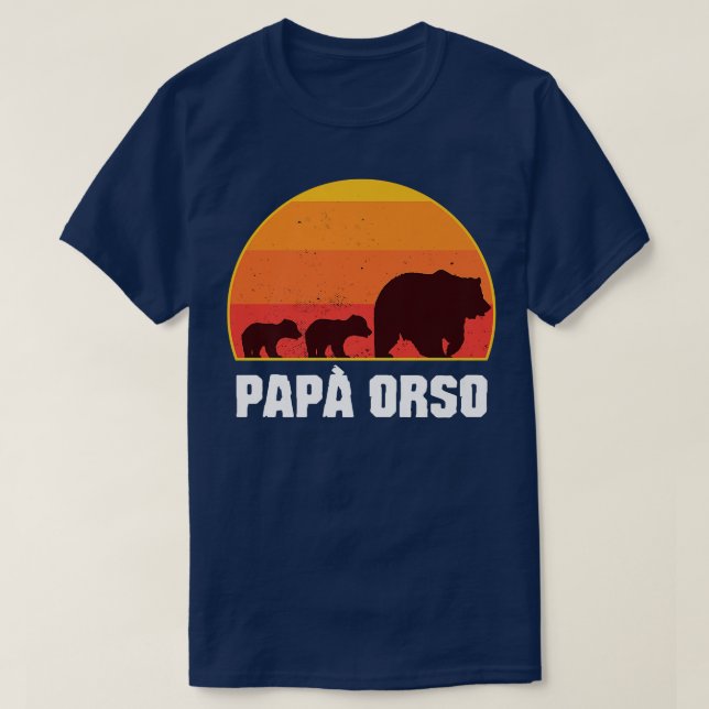Camiseta Italian Papa Bear - Dad of Twins- Papa Orso Retro  (Frente do Design)