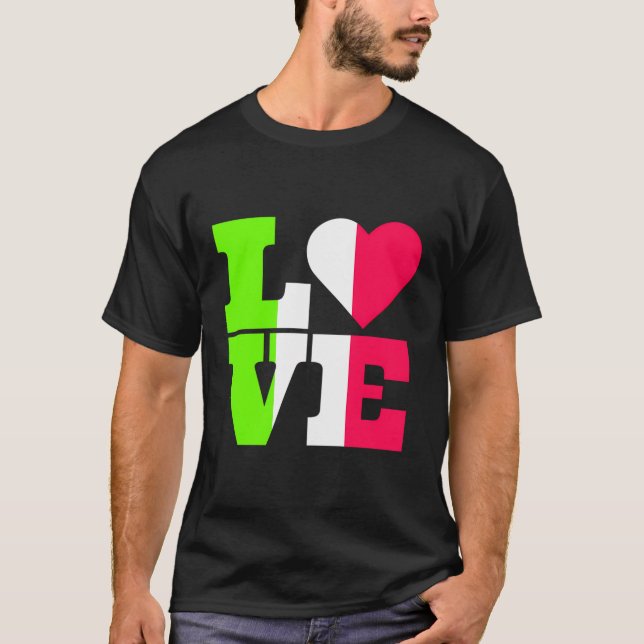 Camiseta Italiana Colors Flag Heart Love Italy (Frente)