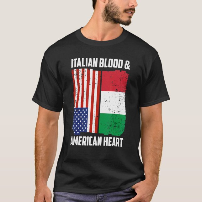 Camiseta Italiano Blood & American Heart Roots Itália (Frente)
