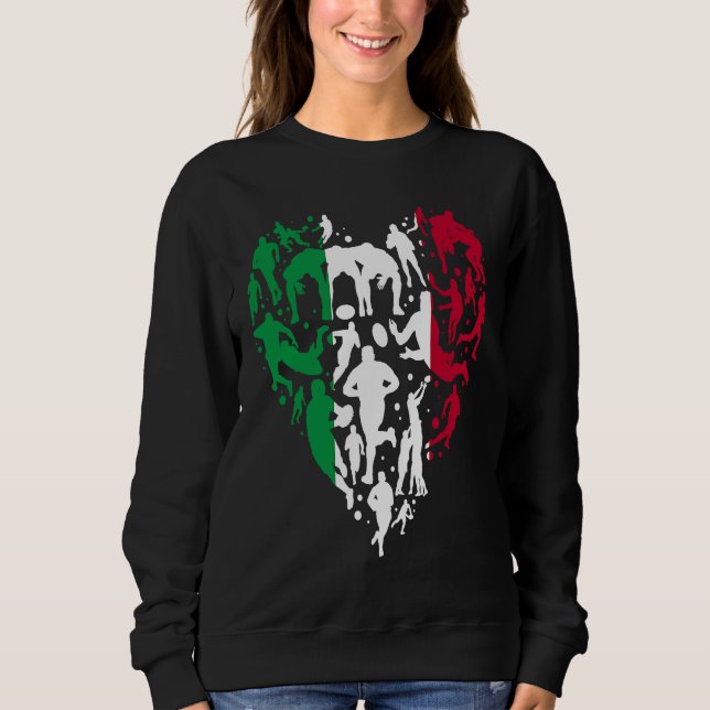 Camiseta Italy Rugby Love Heart Italian Rugby Fan (Frente)