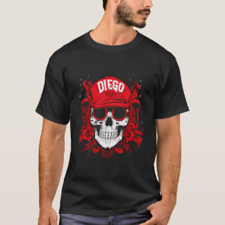 Camiseta Itens de crânio personalizado com nome de Diego
