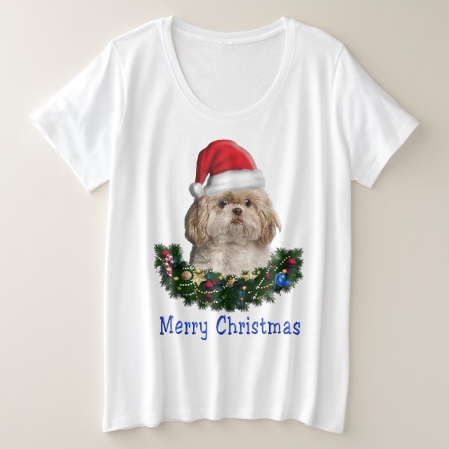 Camiseta Itens de Natal do Shih-Tsu Dog (Frente do Design)