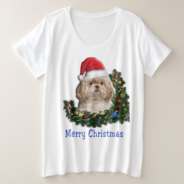 Camiseta Itens de Natal do Shih-Tsu Dog (Frente do Design)