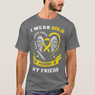 Camiseta Itens Dourados de Consciência do Cancer na Infânci