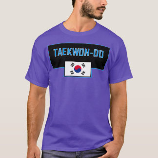 Camiseta ITF Taekwondo azul com bandeira coreana