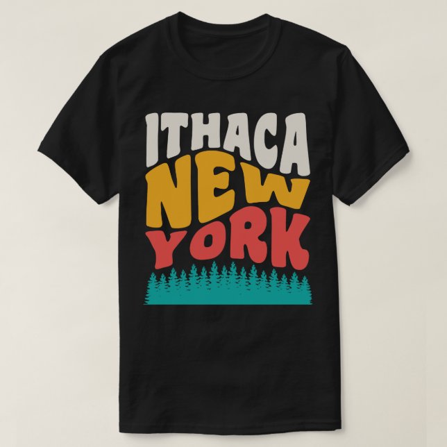 Camiseta Ithaca New York State Parks Hiking Camping (Frente do Design)