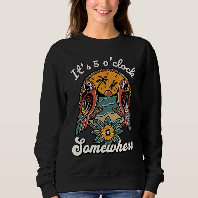 Camiseta It's 5 Ou2019clock Somewhere Parrot Summer Beach S (Frente)