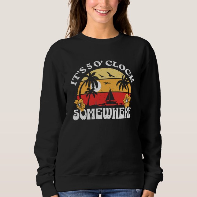 Camiseta It's 5 Ou2019clock Somewhere Summer Retro Beach Su (Frente)