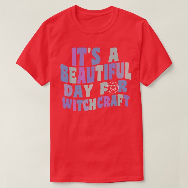 Camiseta It's A Beautiful Day For Witchcraft Retro Witch Ac (Frente do Design)