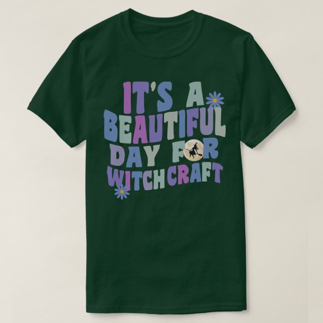 Camiseta It's A Beautiful Day For Witchcraft Retro Witch Ac (Frente do Design)