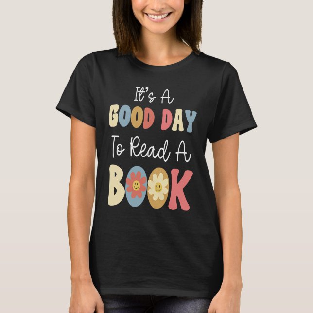 Camiseta It's A Good Day To Read A Book Retro Groovy Librar (Frente)
