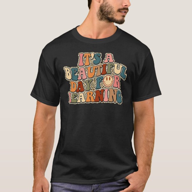 Camiseta It's Beautiful Day For Learning Retro Teacher Stud (Frente)