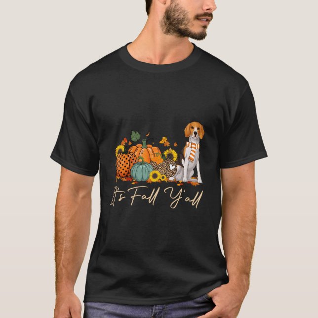 Camiseta It'S Fall Y'All Beagle Leopard Pumpkin Halloween F (Frente)