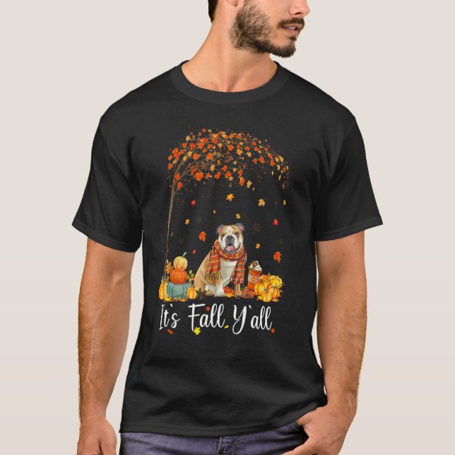 Camiseta It's Fall Y'all English Bulldog   Thanksgiving Par (Frente)