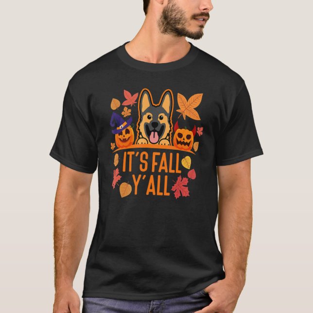 Camiseta Its fall yall German Shepherd puppy 5 (Frente)