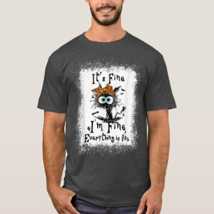 Camiseta It's Fine I'm Fine Black Cat Halloween Bandana 564
