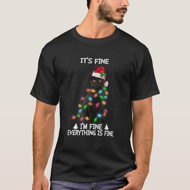 Camiseta It's Fine I'm Fine Everything Is Fine Cat Christma (Frente)