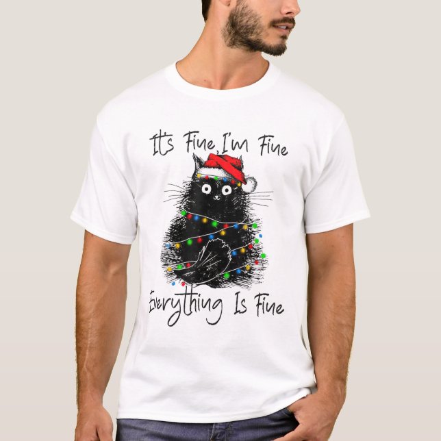 Camiseta Its Fine I'm Fine Everything Is Fine Christmas Bla (Frente)