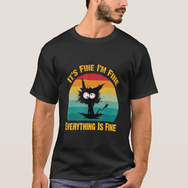 Camiseta it's fine I'm fine everything is fine  Retro Black (Frente)