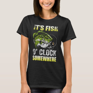 Camiseta It's Fish O'clock Somewhere Funny Fishing Vintage