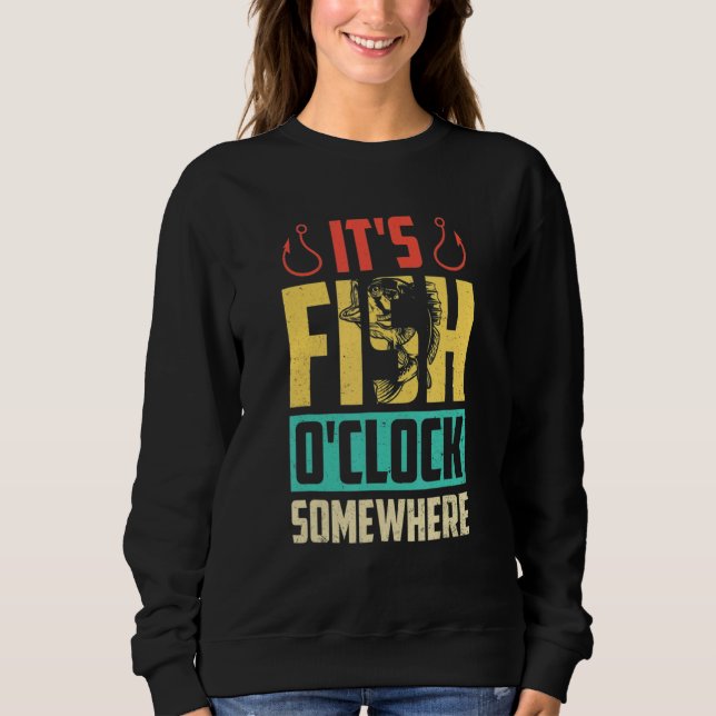 Camiseta It's Fish O'clock Somewhere Retro Vintage Fisherma (Frente)